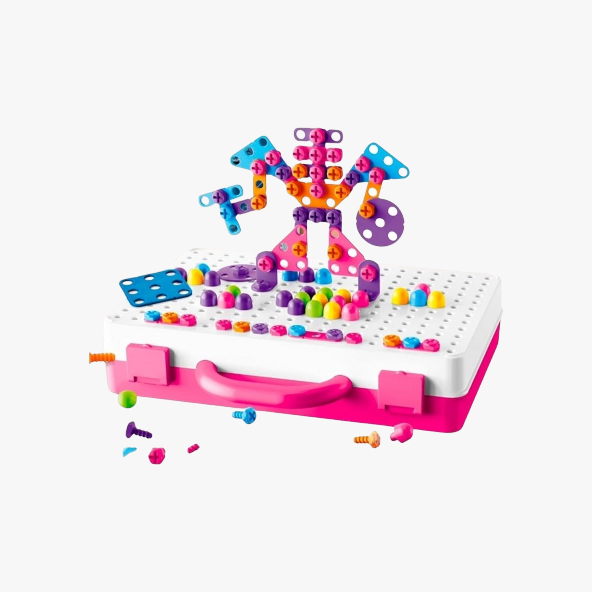 Brinquedo Infantil Bloco Monta e Desmonta Maleta e Parafusadeira