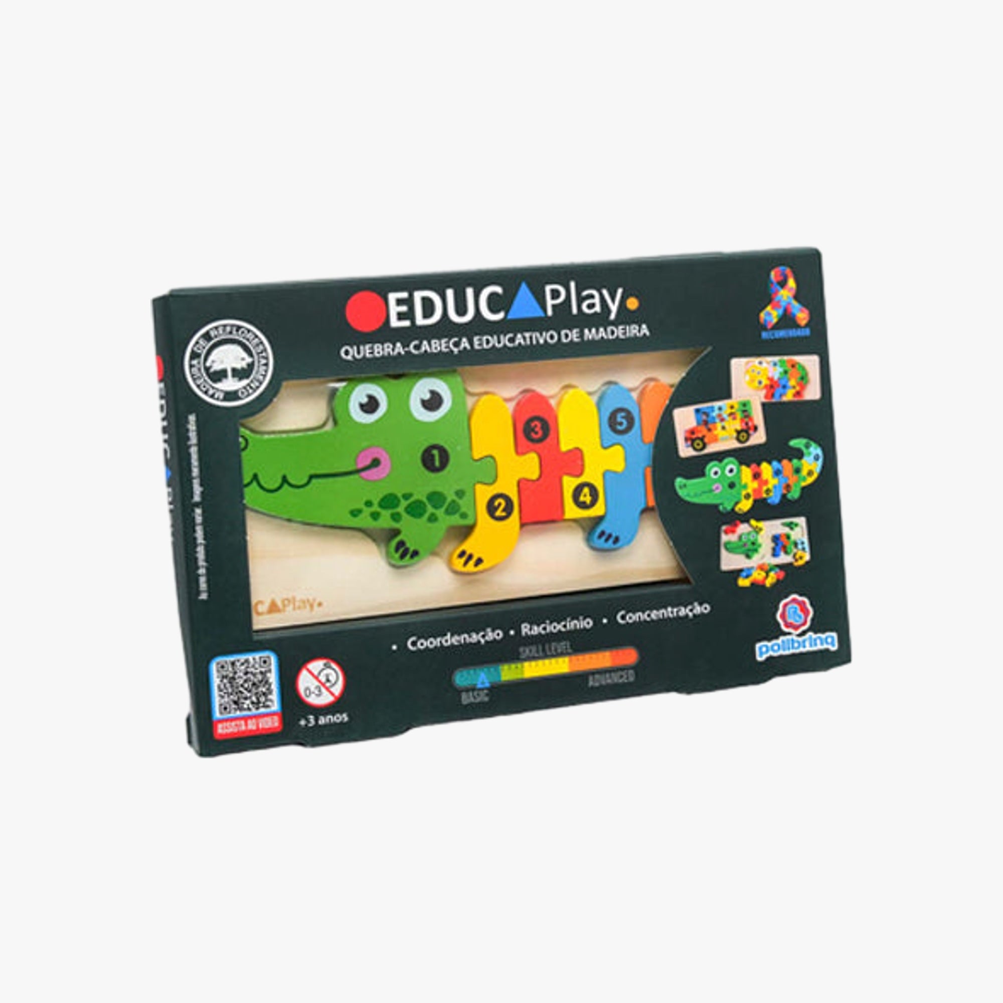 Quebra-Cabeça Educativo de Madeira Jacaré