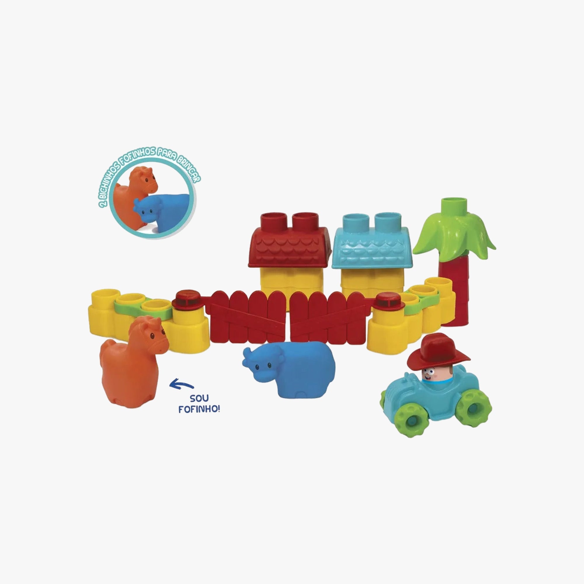 Brinquedo Fofo Blocos Fazendinha 25 Peças
