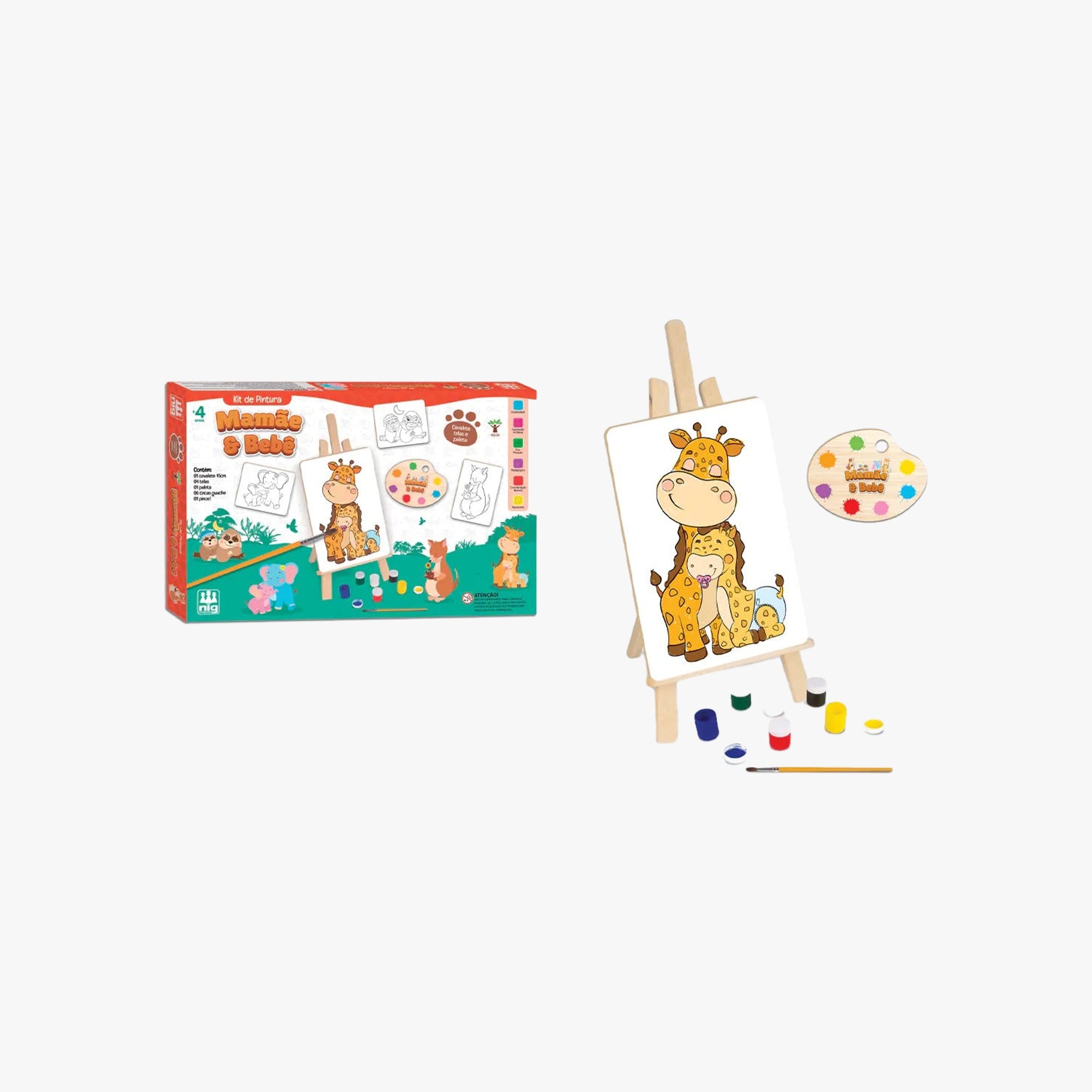 Kit Pintura Mamãe e Bebê com Cavalete